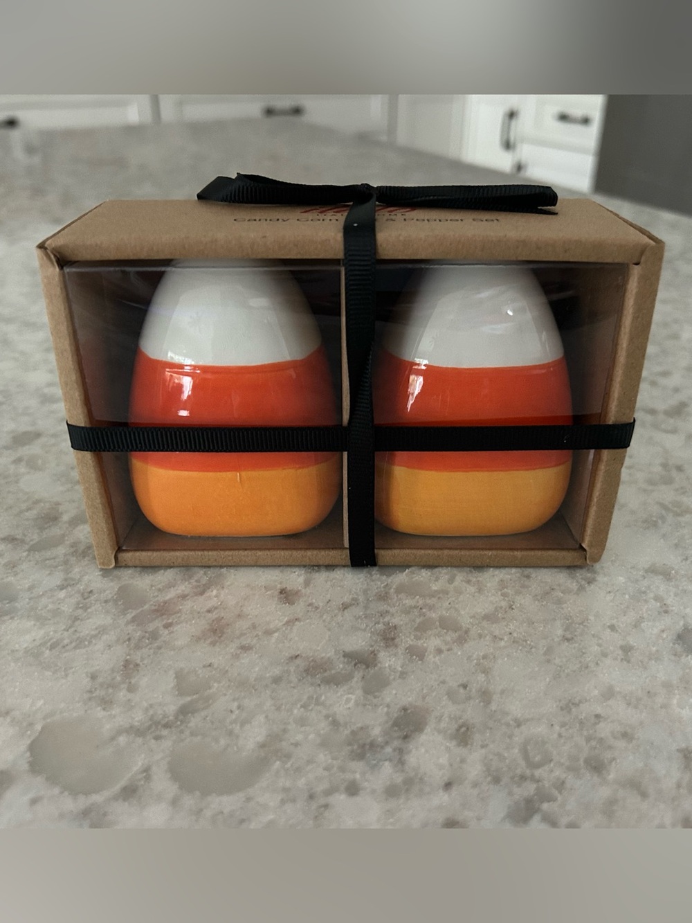 “New” Italo Candy Corn Ceramic Salt and Pepper Shaker Set